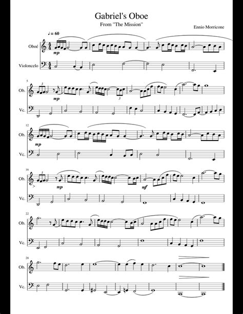 Gabriels Oboe Sheet Music For Oboe Cello Download Free In Pdf Or Midi