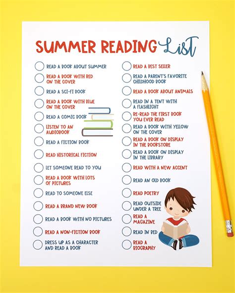 Printable Summer Reading Challenge List For Kids Via Hihomemadeblog