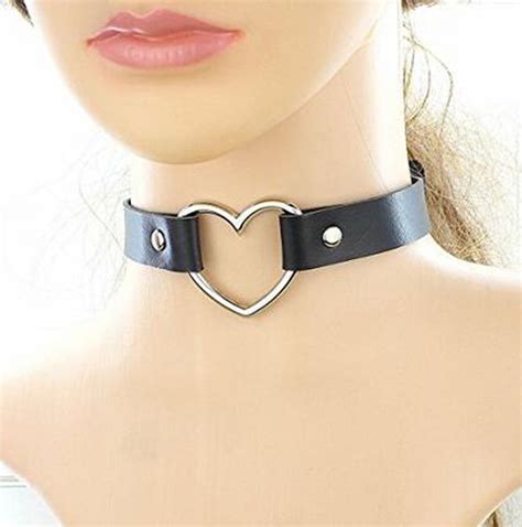 Women Slave Neck Collars Leather Bondage Belt Fetish Choker Heart