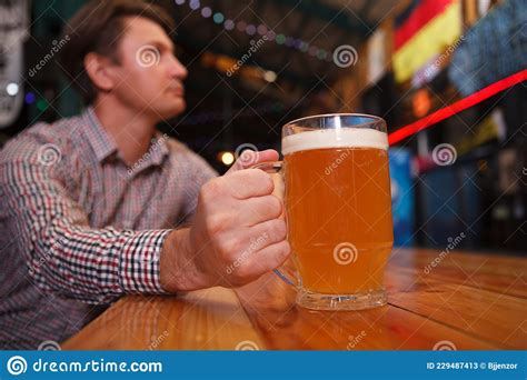 Mature Man Drinking Beer At The Pub Stock Image Image Of Beer