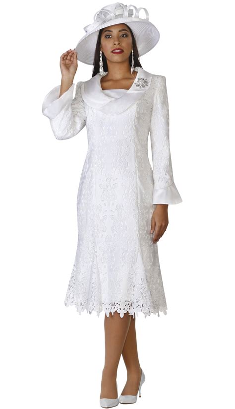 Lily And Taylor 3852 Wh 1 Piece Lace Church Dress With Wide Collar Colors White Sizes 4 6 8 10