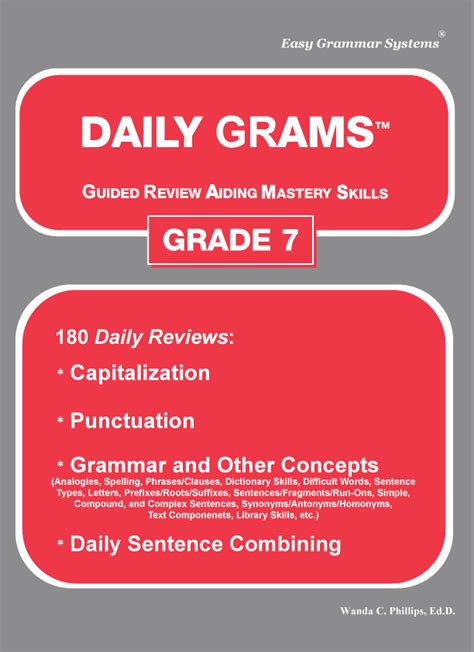 Grade 7 language arts worksheets. Daily Grams - Grade 7 - Easy Grammar Systems