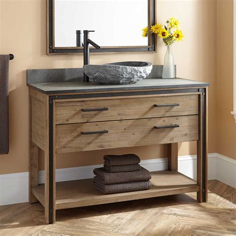 Bathroom faucetscenterset, single hole, vessel, wall mounted, waterfall, widespread. 48" Celebration Vessel Sink Vanity - Rustic Acacia (With ...