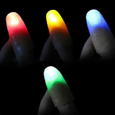 2pcs led light flashing fingers magic trick props funny led light