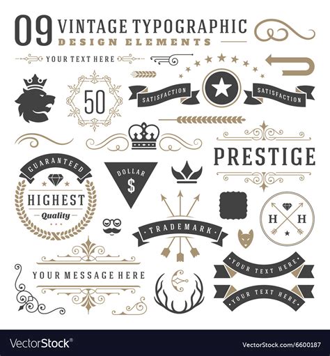 Retro Vintage Typographic Design Elements Vector Image