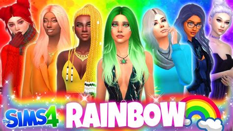 🌈beautiful Rainbow Sims😍 Sims 4 Cas Challenge Youtube
