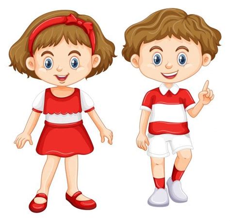Niño Y Niña Vistiendo Camisa Con Rayas Rojas Y Blancas Descargar