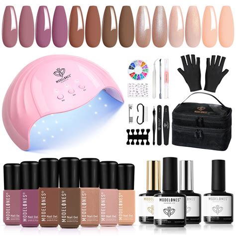 Modelones Gel Nail Polish Kit With U V Light Shades Of Creamy