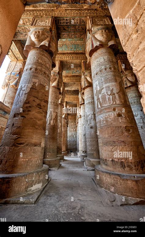 Columns Of Hathor Temple In Ptolemaic Dendera Temple Complex Qena