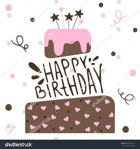 cute happy birthday card cake vector stock vector royalty free 420944221 shutterstock
