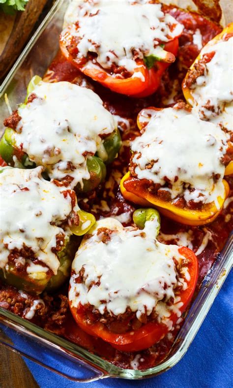 If you don't like goats' cheese these they also work well with feta. Lasagna Stuffed Peppers - Spicy Southern Kitchen