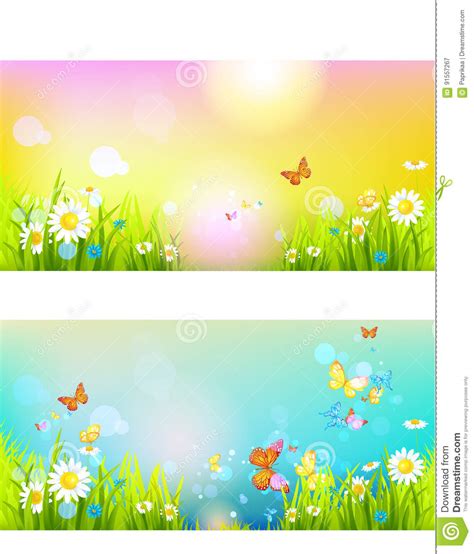 Bright Sunshine Summer Banners Stock Vector Illustration Of Happy