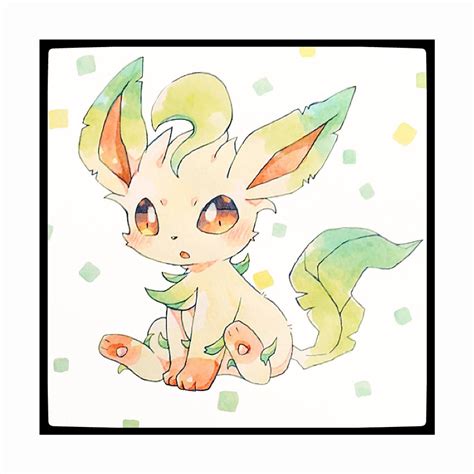 Pokémon Leafeon Watercolor Poster Handmade Canvas Print Art A3 A4