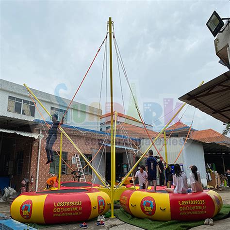Inflatable Bungee Jump Trampoline 4 Stations System