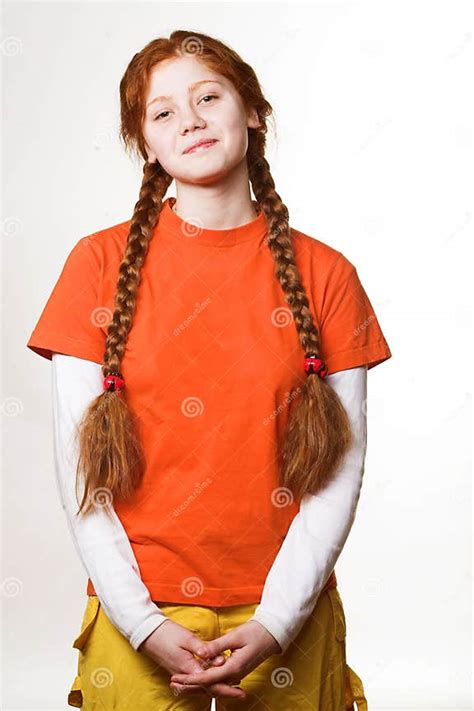 Lovely Redhead Girl With Long Braids Stock Image Image Of Cosmetics Fresh 5729555