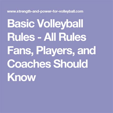 Basic Volleyball Rules All Rules Fans Players And Coaches Should