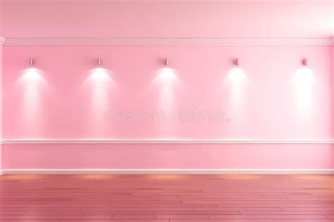 Empty Light Pink Wall A Pink Wall With Three Lights Stock Illustration
