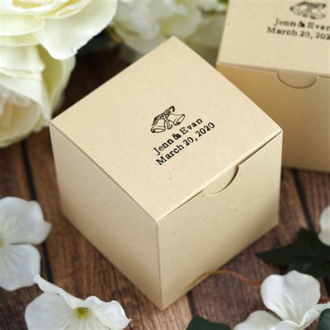 100pcs Personalized Wedding Favors Party Favor Boxes Natural Cake Box