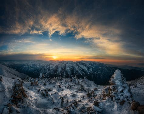 Winter Mountain Sunset Hd Wallpaper Background Image 2000x1587