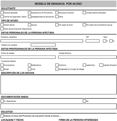 Formulario Denuncia Acoso Laboral Actualizado Septiembre 2023