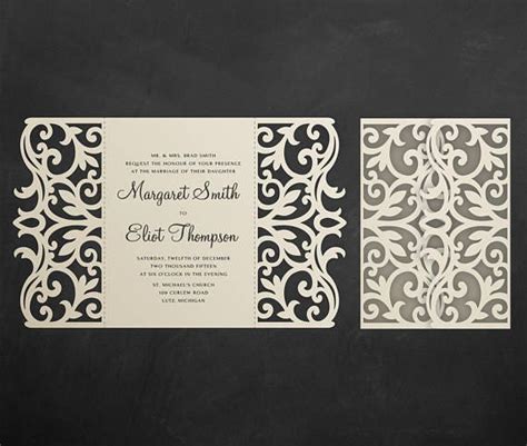 Paper Silhouette Cameo 5x7 Gate Fold Wedding Invitation Laser Cut Card