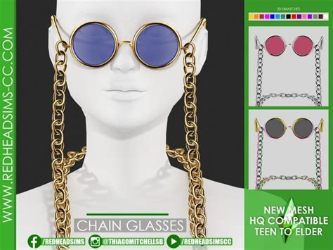 Chain Glasses By Thiago Mitchell At Redheadsims The Sims 4 Catalog