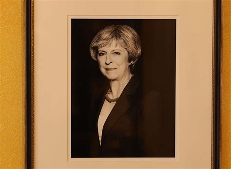 Theresa May Photo Portrait Finally Goes On No10 Staircase Daily Mail