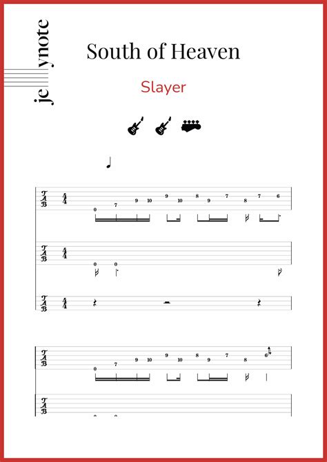 Partituras De Slayer South Of Heaven Guitarra Y Bajo Jellynote My Xxx