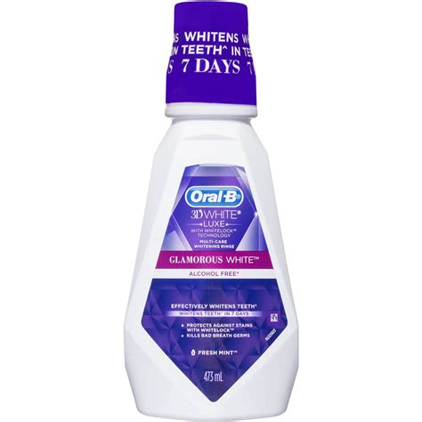 Oral B 3d White Luxe Glamorous Multi Care Rinse Fresh Mint 473ml Woolworths
