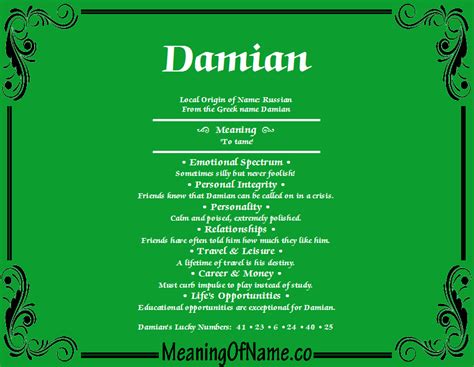 Damian Meaning Of Name