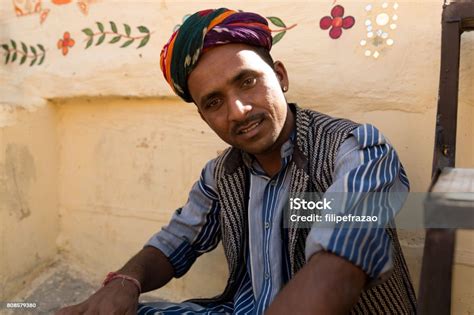 Portrait Of A Young Indian Man In Jaisalmer Rajasthan India Stock Photo
