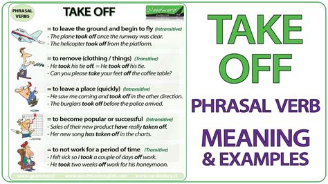 Take Off Phrasal Verb Meaning And Examples In English Youtube