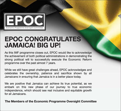 EPOC Congratulates Jamaica! BIG UP! | Economic Programme ...