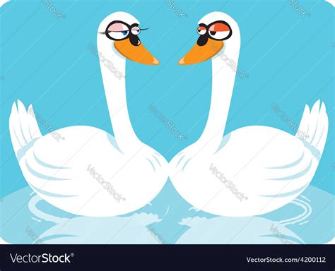 Funny Swans In Love Royalty Free Vector Image Vectorstock