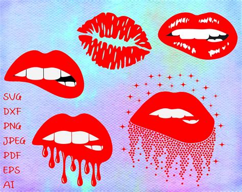 Lips Svg Bundle Lips Clipart Bundle Biting Lips Svg Dripping Lips Svg