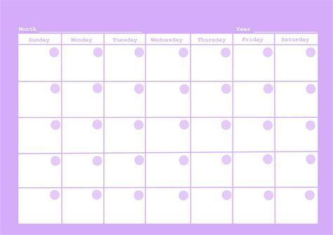 Printable Purple Fillable Calendar Bundle 1 Sunday Start Of Etsy