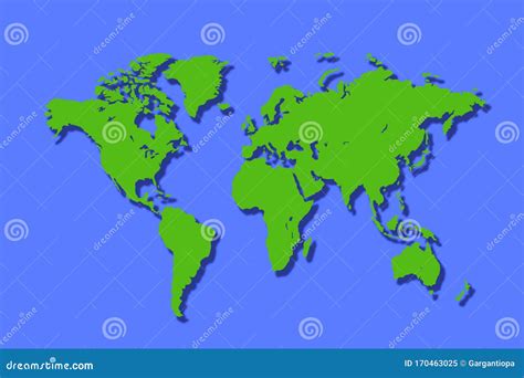 World Map Green And Blue Illustration Stock Illustration Illustration