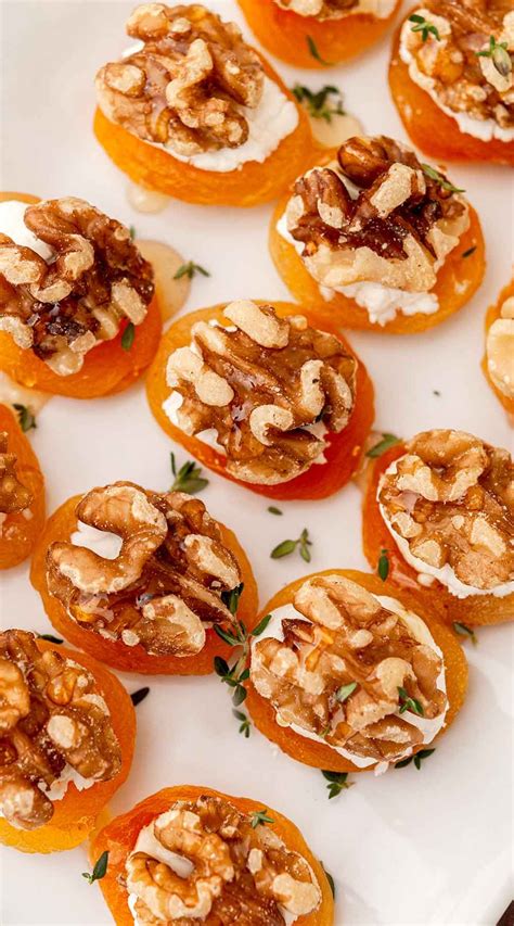 These Elegant Apricot Appetizers Are Topped With Goat Cheese Walnuts