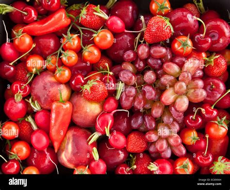 Red Fruits And Vegetables Stock Photo 76366125 Alamy