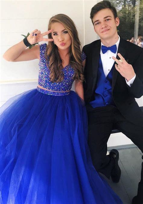 Blue Prom Dress Homecoming Outfits Couple Ball Gown Evening Gown On