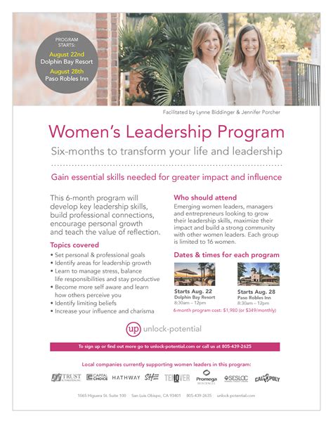 Unlock Potential Woment Leadership San Luis Obispo Chamber Of Commerce