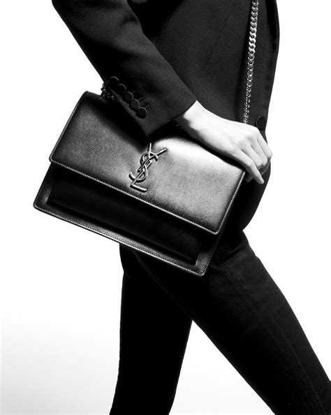 Saint Laurent Medium Sunset Bag In Black Leather