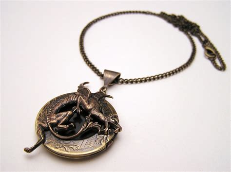 Dragon Locket Necklace Pendant Etsy Uk
