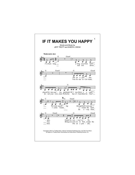 If It Makes You Happy Sheet Music Sheryl Crow Lead Sheet Fake Book