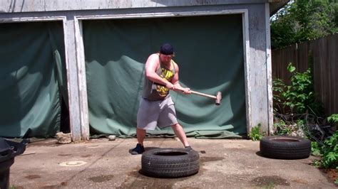 Most 20 Pound Sledgehammer Full Swings Striking A Car Tire In 30