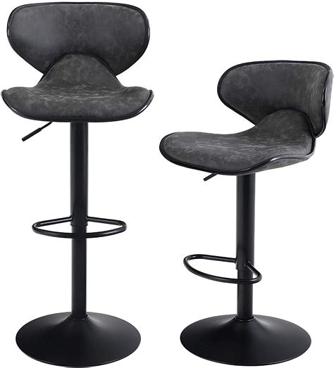 Mf Studio 2pcs Bar Stools With Back Support Adjustable Counter Height