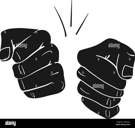 Two Fists Together For A Fist Bump Gesture In Vector Silhouette