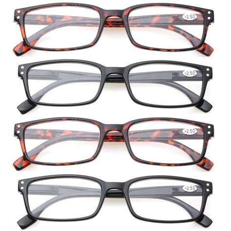 Reading Glasses 4 Pack Spring Hinge Comfort Readers Plastic Includes Sun Readers Buy Online In