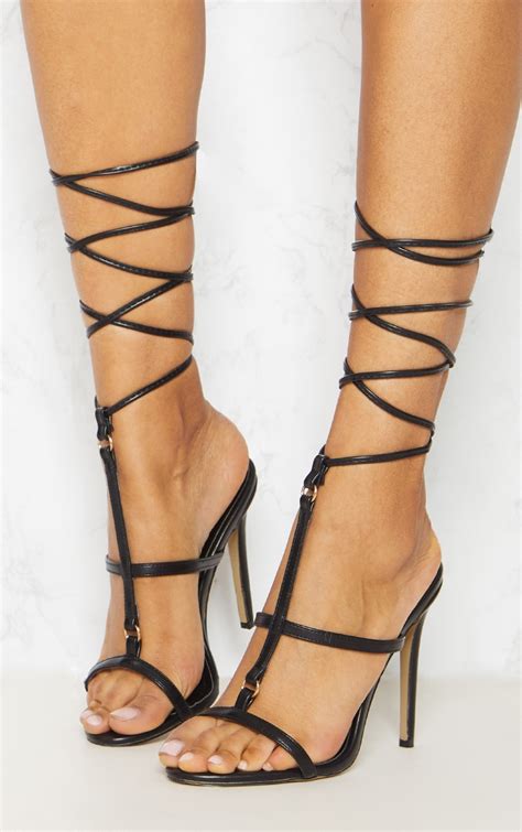 Black Strappy Gladiator Sandal Shoes Prettylittlething Ksa