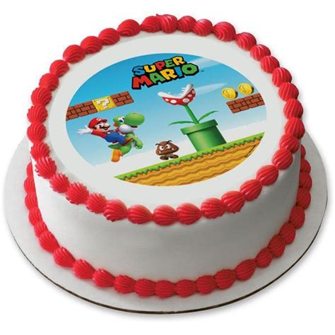 The top 20 ideas about posted in birthday cardstagged mario birthday cake asda, mario birthday food ideas, mario birthday party walmart, mario birthday supplies. Super Mario Kingdom 7.5" Round Edible Cake Topper (Each ...